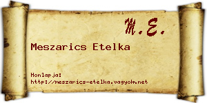 Meszarics Etelka névjegykártya